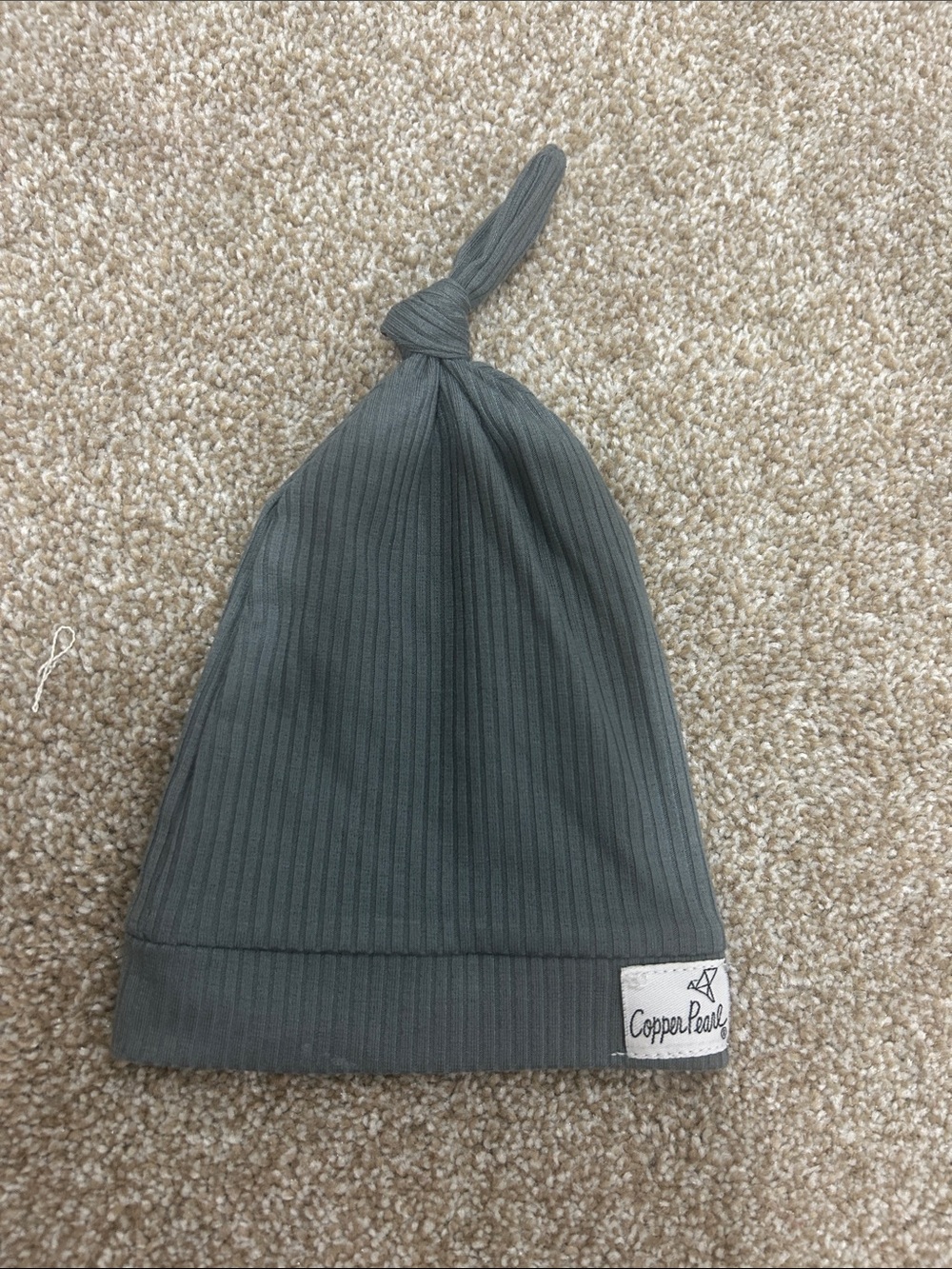 Copper Pearl Baby Beanie Top Knot Hat
